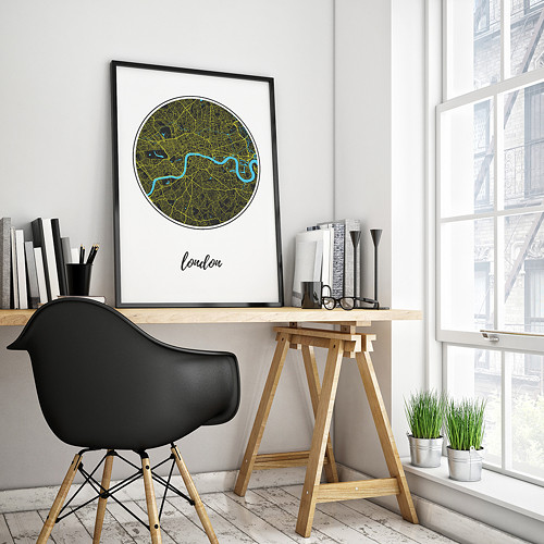 LONDÝN, 50x70cm, kulatý, černý — foto 2