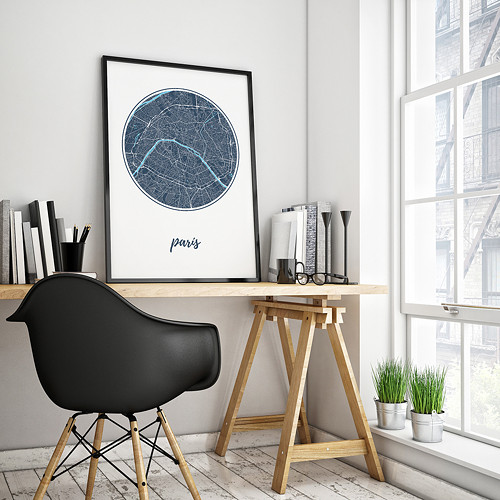 PAŘÍŽ, 50x70cm, kulatá, tmavě modrá — foto 2