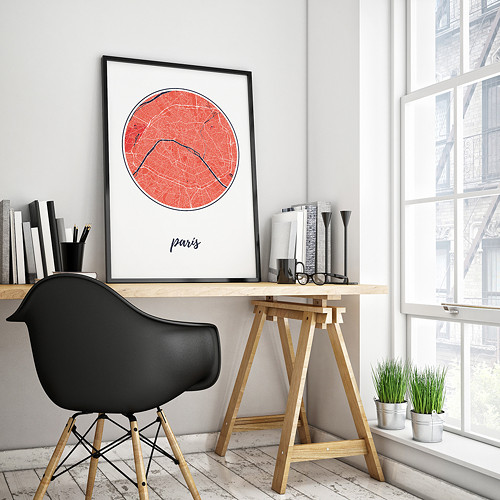 PAŘÍŽ, 50x70cm, kulatá, červená — foto 2