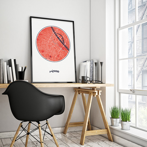 VÍDEŇ, 50x70cm, kulatá, červená — foto 2