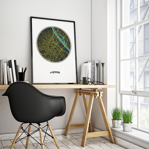 VÍDEŇ, 50x70cm, kulatá, černá — foto 2