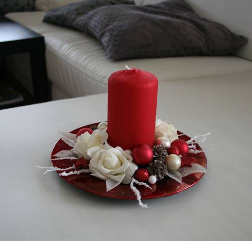 Vánoční svícínek - červenokrémový — foto 6