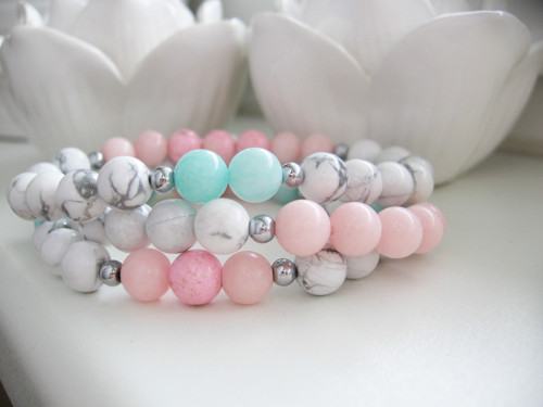 Belle set 3 náramků Howlit • Amazonit • Jadeit — foto 2