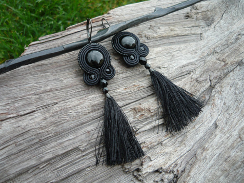 Soutache náušnice Black Elegant — foto 2
