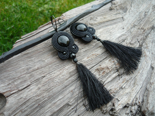 Soutache náušnice Black Elegant — foto 3
