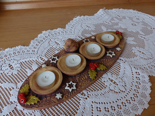 Keramický adventní svícen s ptáčkem / na obj. — foto 2