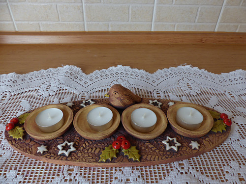 Keramický adventní svícen s ptáčkem / na obj. — foto 4