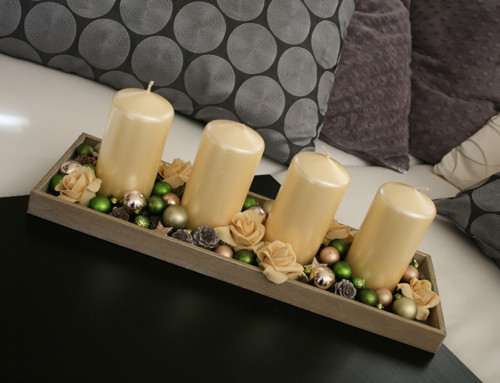 Adventní svícen v béžovozelené — foto 2