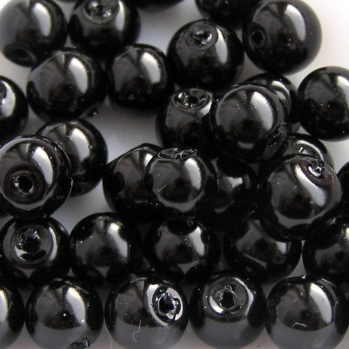 4 mm skleněné perle černé 100 ks — foto 2