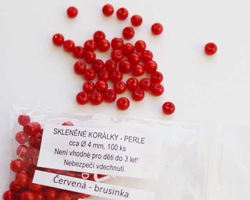 4 mm perle červené brusinka 100 ks — foto 2