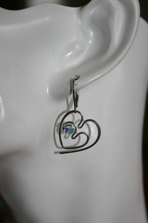Náušnice - Srdce - Swarovski - chirurgická ocel — foto 2