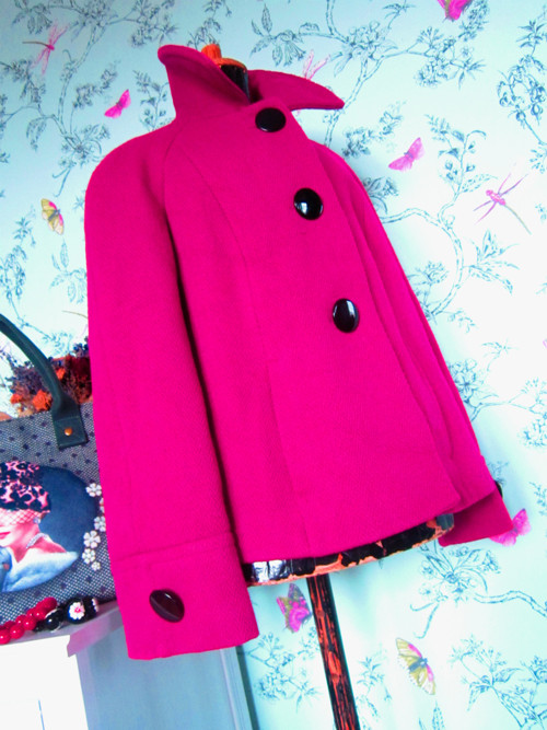 Kabátek sáčko retro fuchsia — foto 2