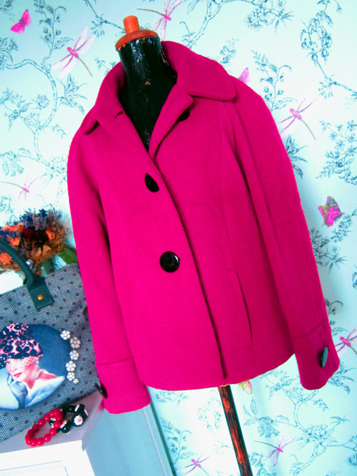Kabátek sáčko retro fuchsia — foto 3