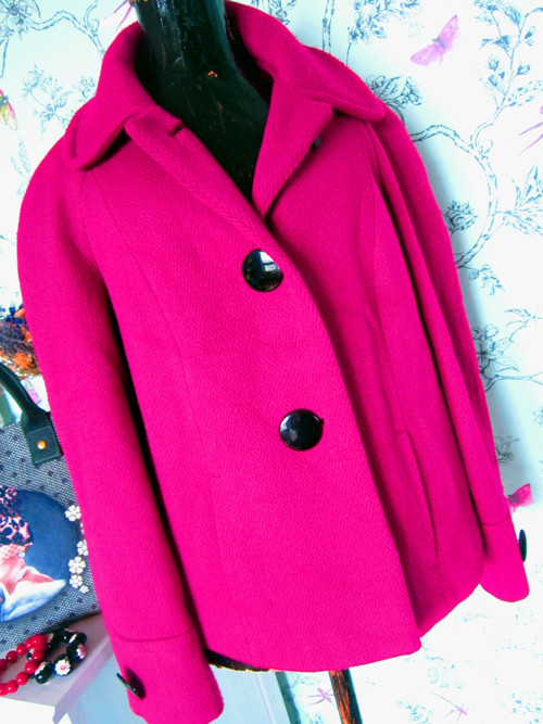 Kabátek sáčko retro fuchsia — foto 4