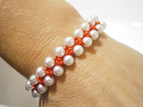 Perličkový náramek (macramé/unisex) — foto 3