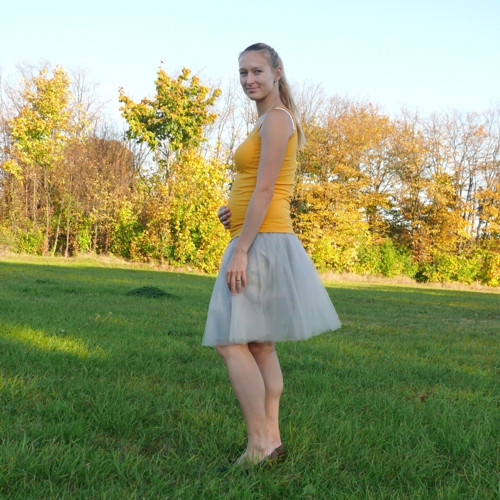 Šedá tylová sukně-SKLADEM — foto 2