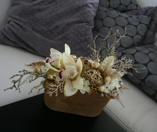 Vánoční ikebana zlatá — foto 3
