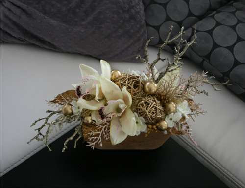 Vánoční ikebana zlatá — foto 4