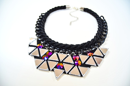 Náhrdelník Black Chain Mirror Triangles — foto 2