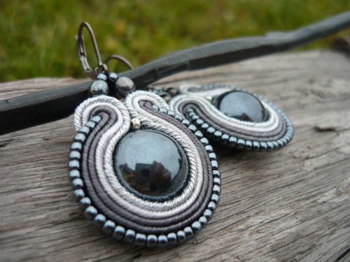 Soutache náušnice Midnight shadow — foto 2