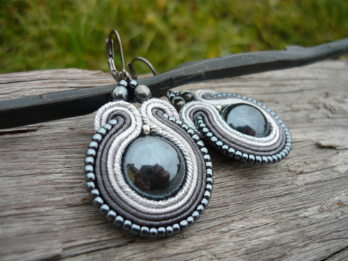 Soutache náušnice Midnight shadow — foto 3