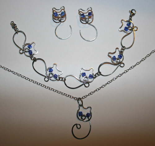Kočičky - souprava - Swarovski - chirurgická ocel — foto 4