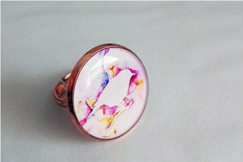 Rose gold prsten "aquarelle bird" — foto 3