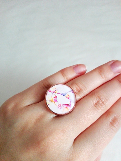 Rose gold prsten "aquarelle bird" — foto 4