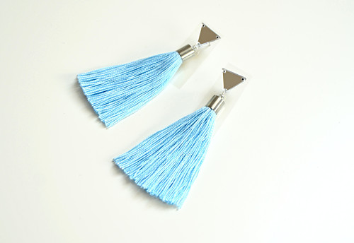 Náušnice Mirror Triangle Pastel Blue Tassel — foto 2