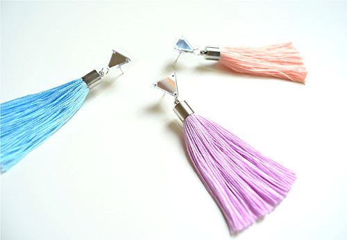 Náušnice Mirror Triangle Pastel Blue Tassel — foto 3