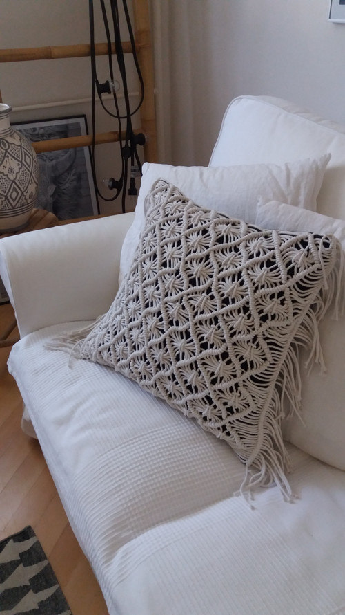 Macramé polštář s třásněmi + výplň -BOHO — foto 2