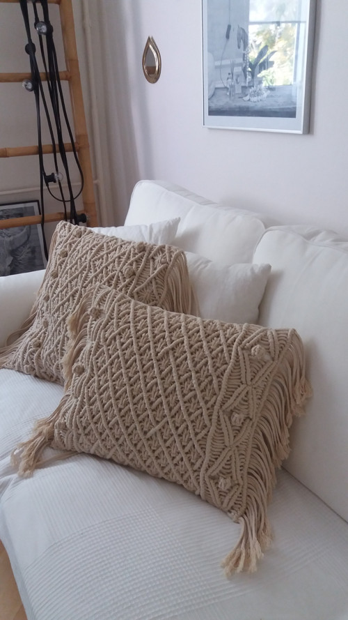 Macramé polštář s třásněmi + výplň ...BOHO — foto 2