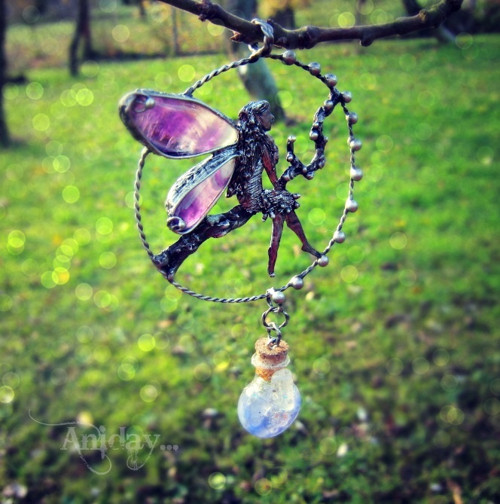 ... vílí amulet - ametyst chevron, křišťál ... — foto 2