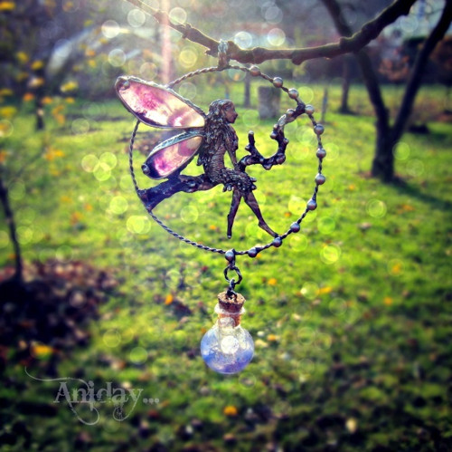 ... vílí amulet - ametyst chevron, křišťál ... — foto 3