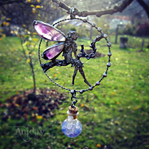 ... vílí amulet - ametyst chevron, křišťál ... — foto 5