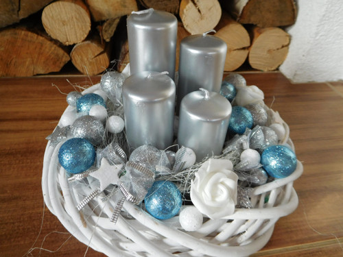Adventní věnec - modro-stříbrný — foto 2