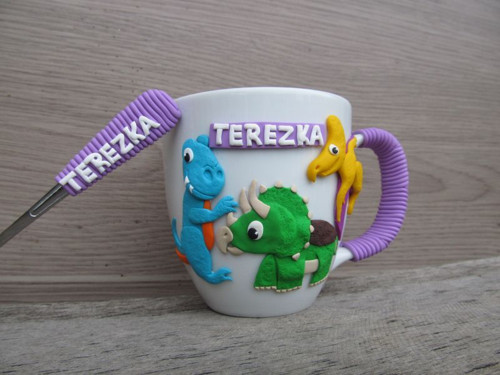 Hrníček a lžička s DINOSAURY — foto 2