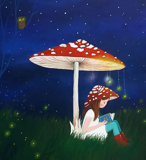 Muchomůrková holčička - 50x40cm — foto 2