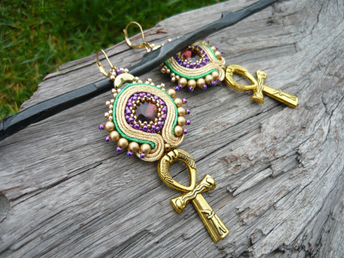Soutache náušnice ANKH...nilský kříž — foto 2