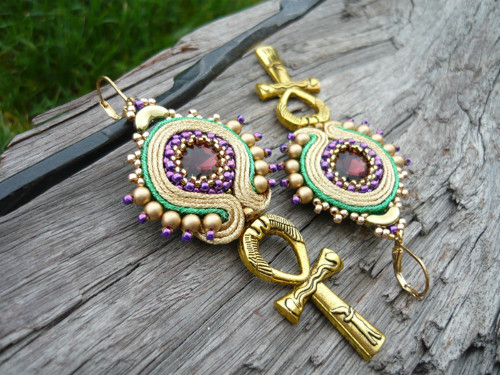 Soutache náušnice ANKH...nilský kříž — foto 3