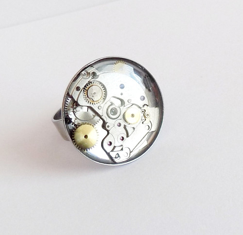 Prstýnek steampunk - chirurgická ocel 20 mm — foto 2