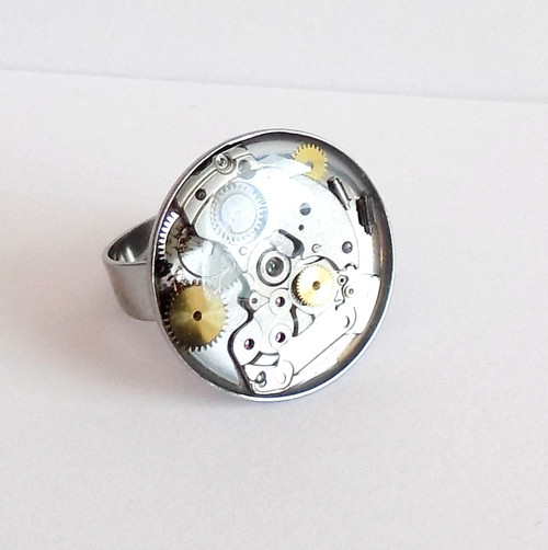 Prstýnek steampunk - chirurgická ocel 20 mm — foto 3
