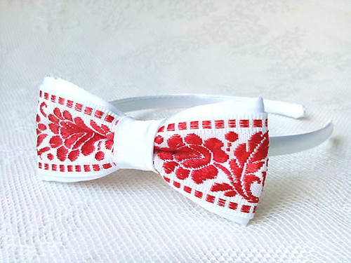 Slovak folklore headband (red/white) — foto 2