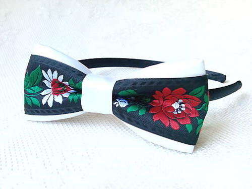 Slovak folklore headband (white/black) — foto 2