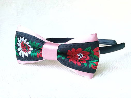 Slovak folklore headband (pink/black) — foto 2