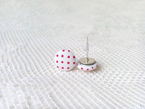 Mini dots earrings (white/red dots) — foto 2