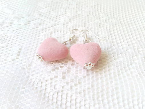 Velvet hearts earrings (pink) — foto 2