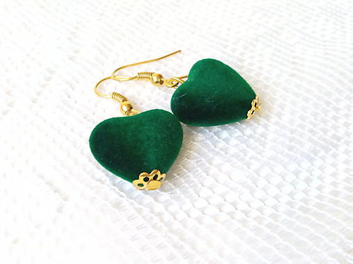 Velvet hearts earrings (green) — foto 2