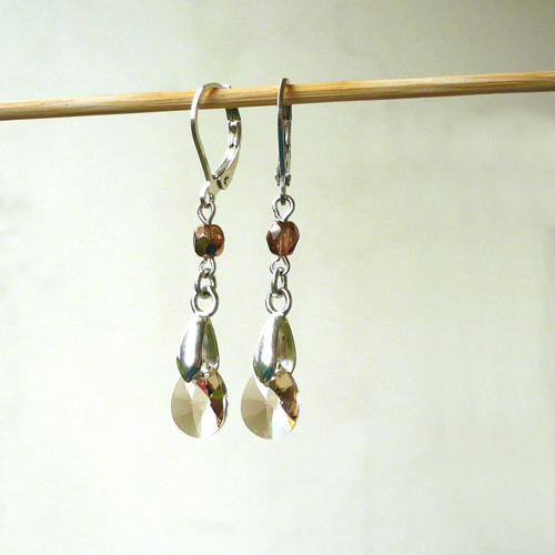 Béžové Swarovski slzy - náušnice — foto 3