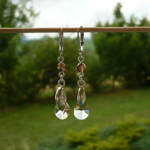 Béžové Swarovski slzy - náušnice — foto 4